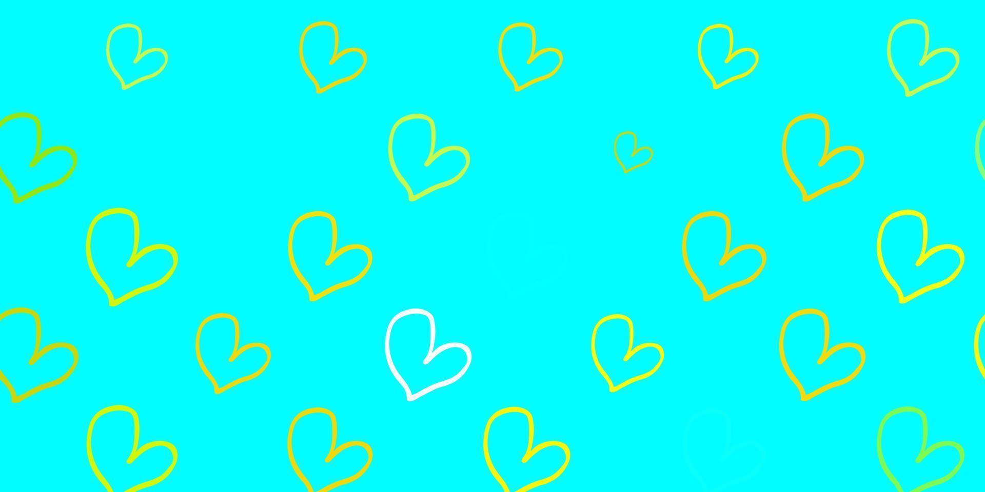 Light Blue, Yellow vector backdrop with sweet hearts.