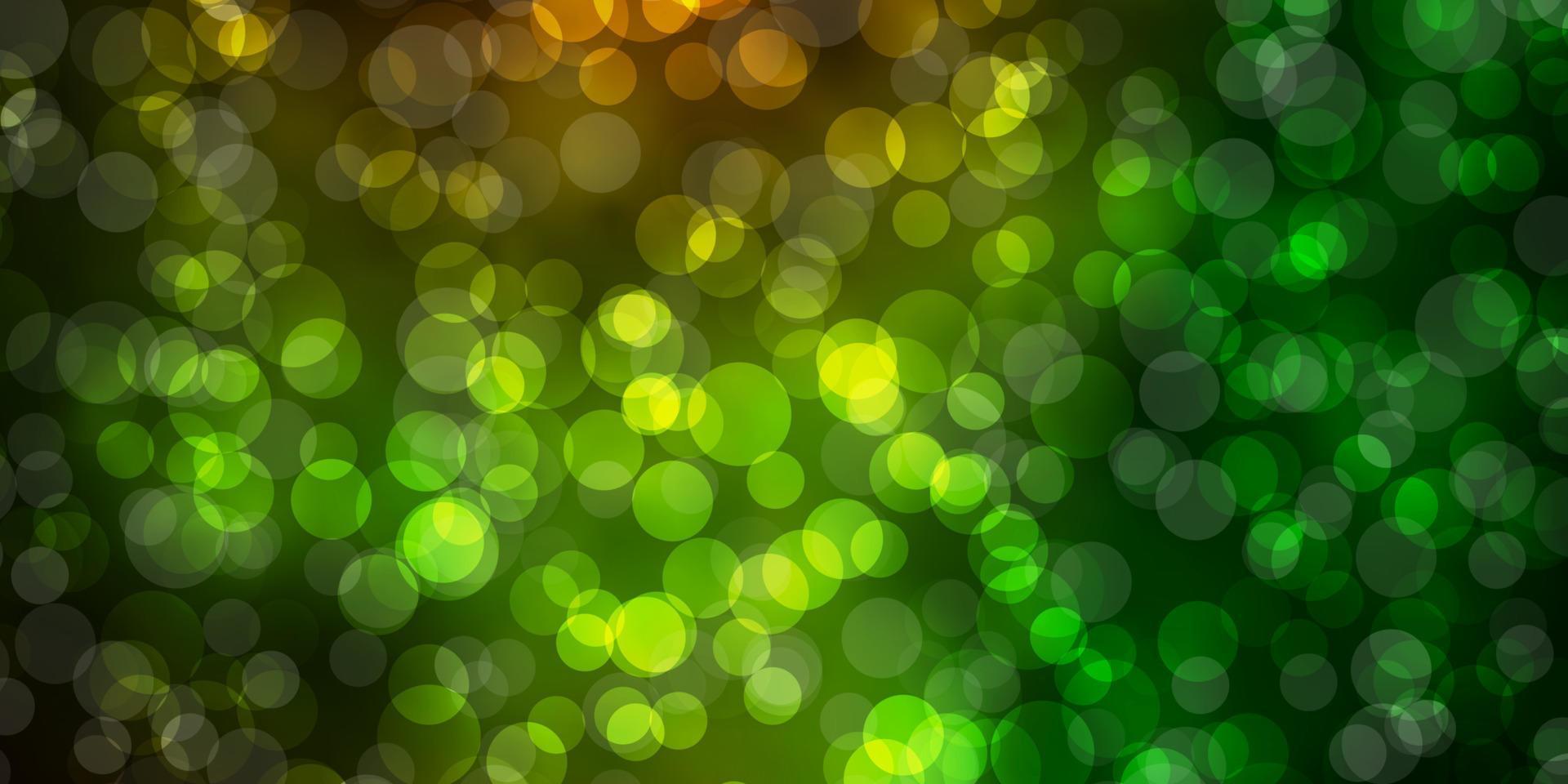 Dark Green, Yellow vector background with circles.