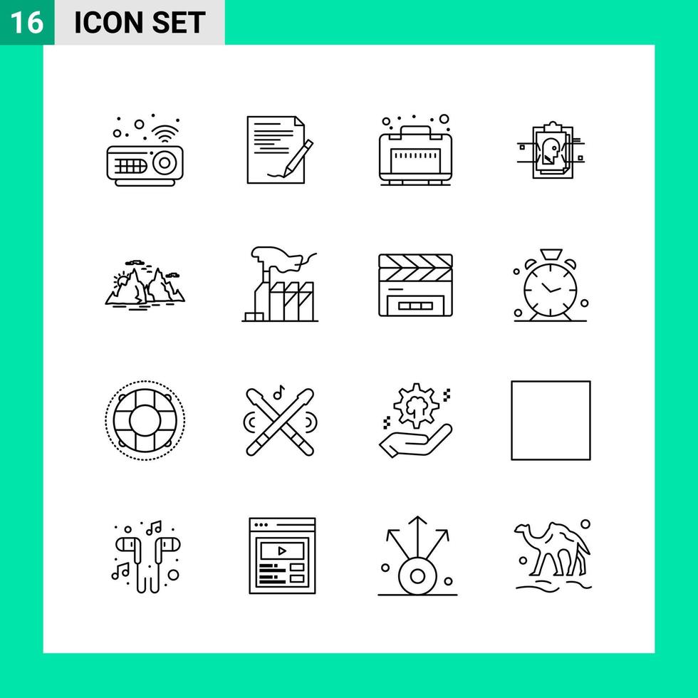 Pack of 16 Line Style Icon Set. Outline Symbols for print. Creative Signs Isolated on White Background. 16 Icon Set. vector