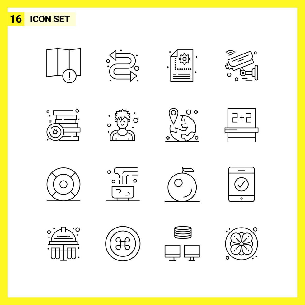 16 Icon Set. Simple Line Symbols. Outline Sign on White Background for Website Design Mobile Applications and Print Media. vector