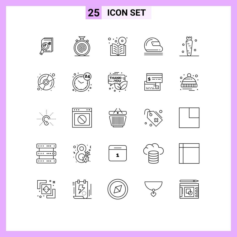 25 Universal Line Signs Symbols of helmet online cycle learning book Editable Vector Design Elements