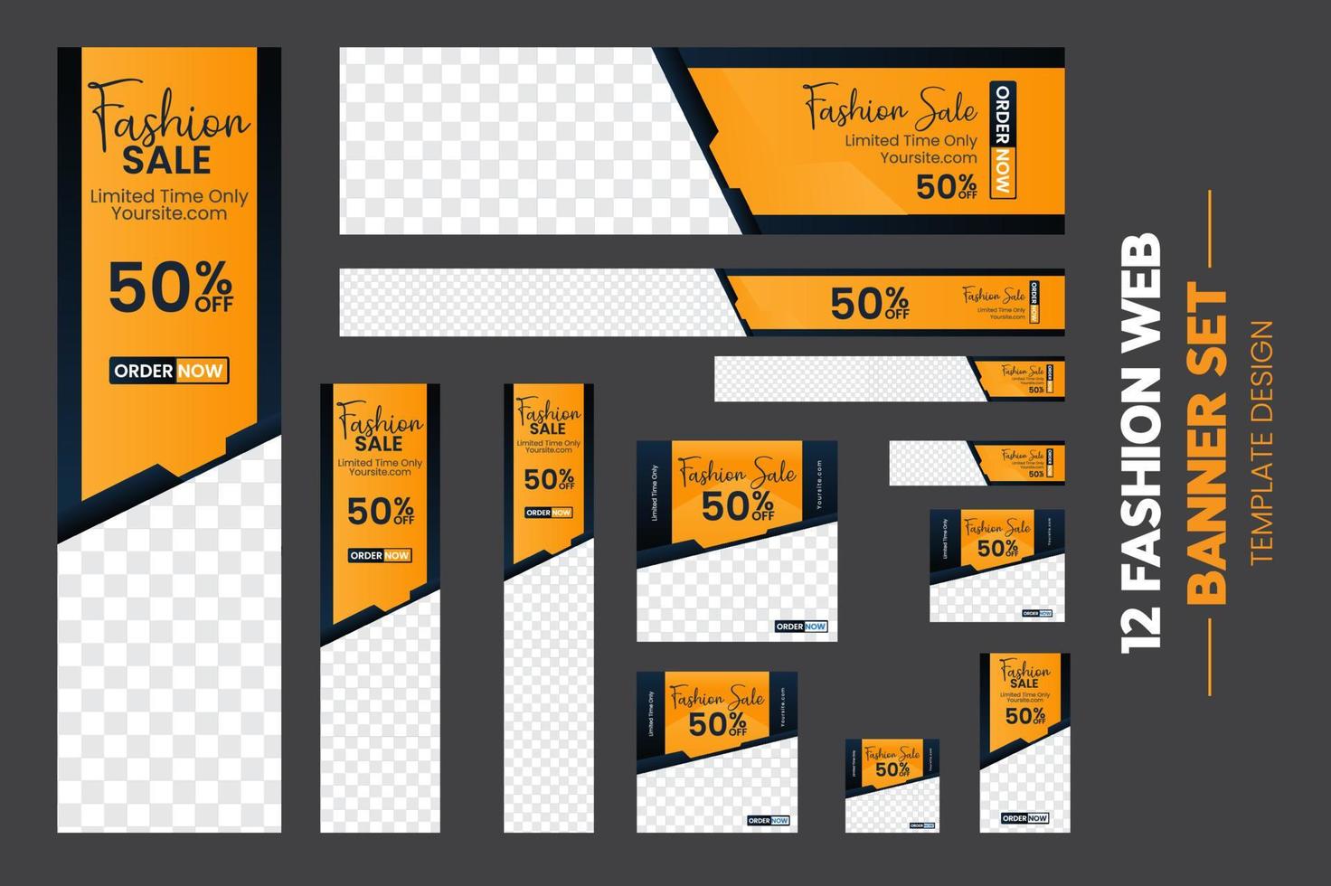 Editable Web Ads Banner Templates Set, Set Of Web Banners vector