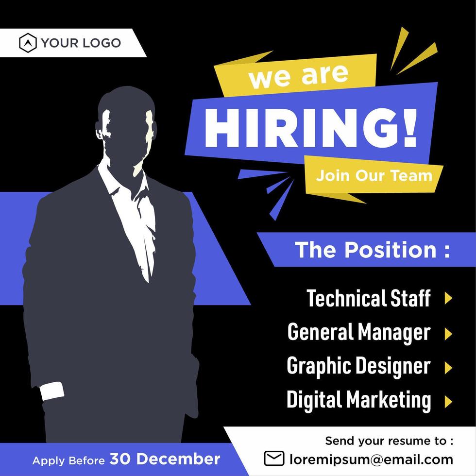 We are hiring social media post promotion vector