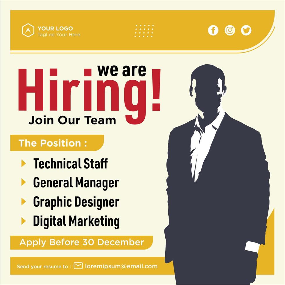 We are hiring social media post promotion vector