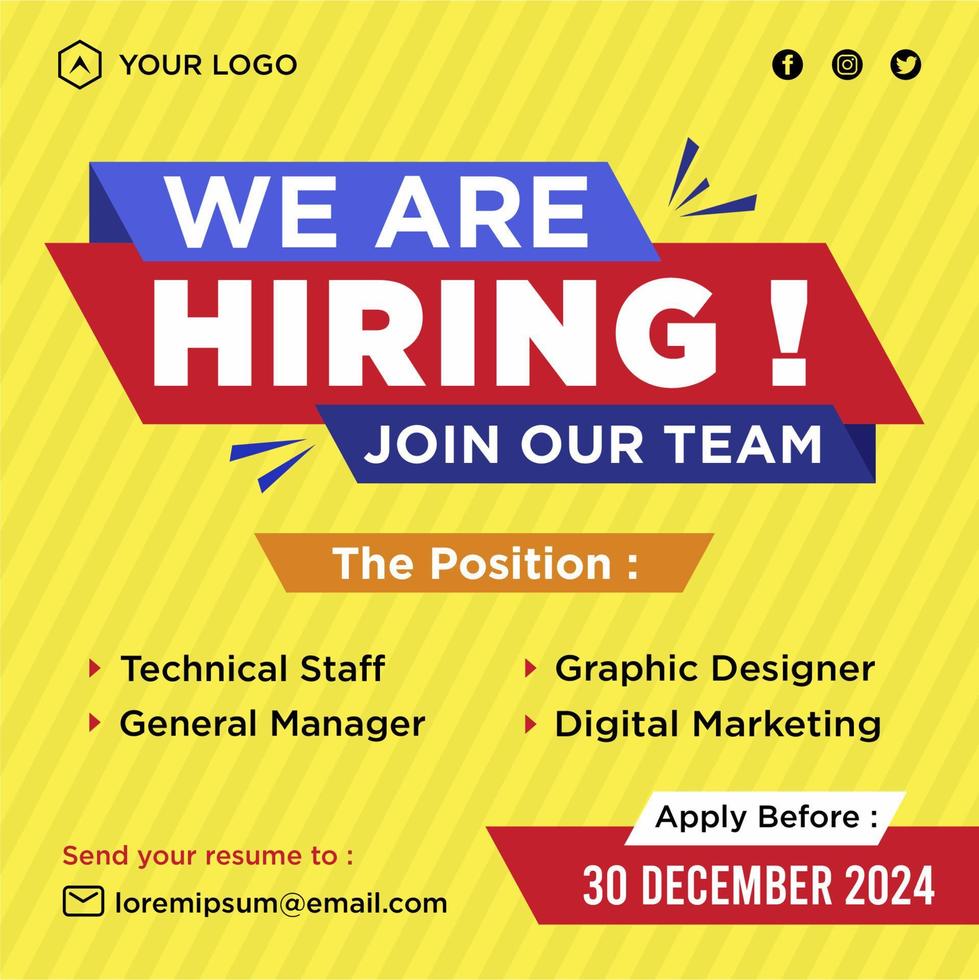 We are hiring social media post promotion vector