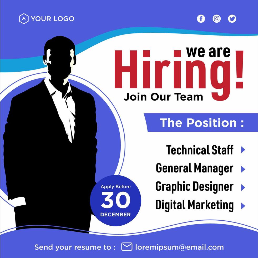 We are hiring social media post promotion vector