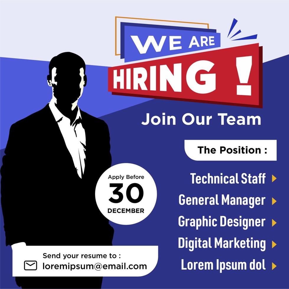 We are hiring social media post promotion vector