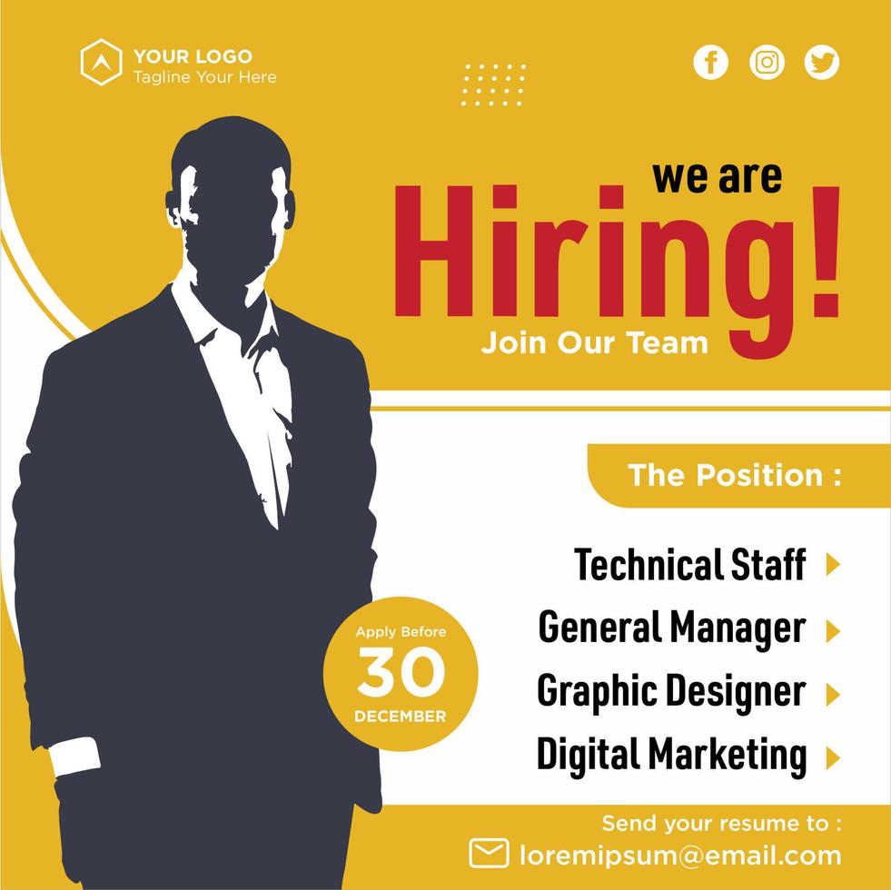 We are hiring social media post promotion vector
