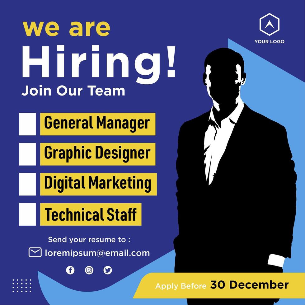 We are hiring social media post promotion vector