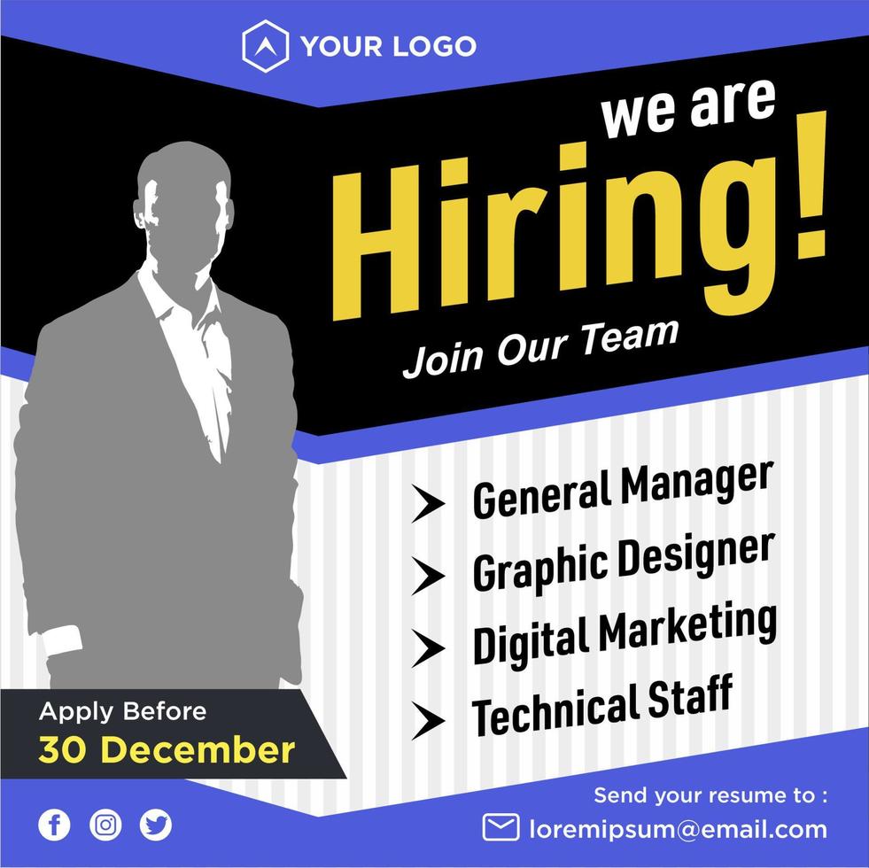 We are hiring social media post promotion vector