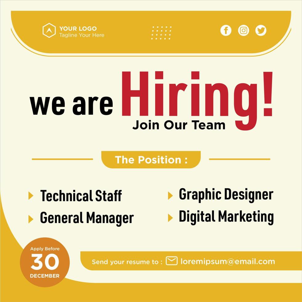 We are hiring social media post promotion vector