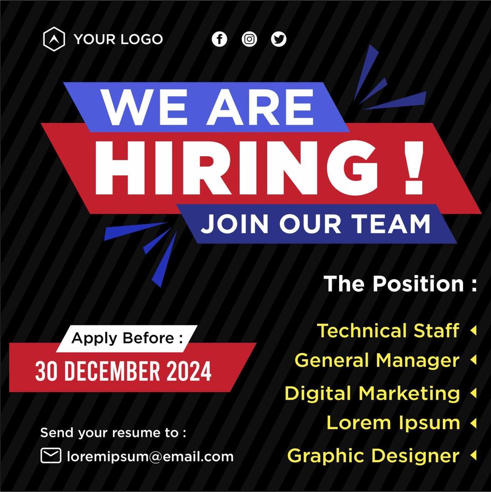 We are hiring social media post promotion vector