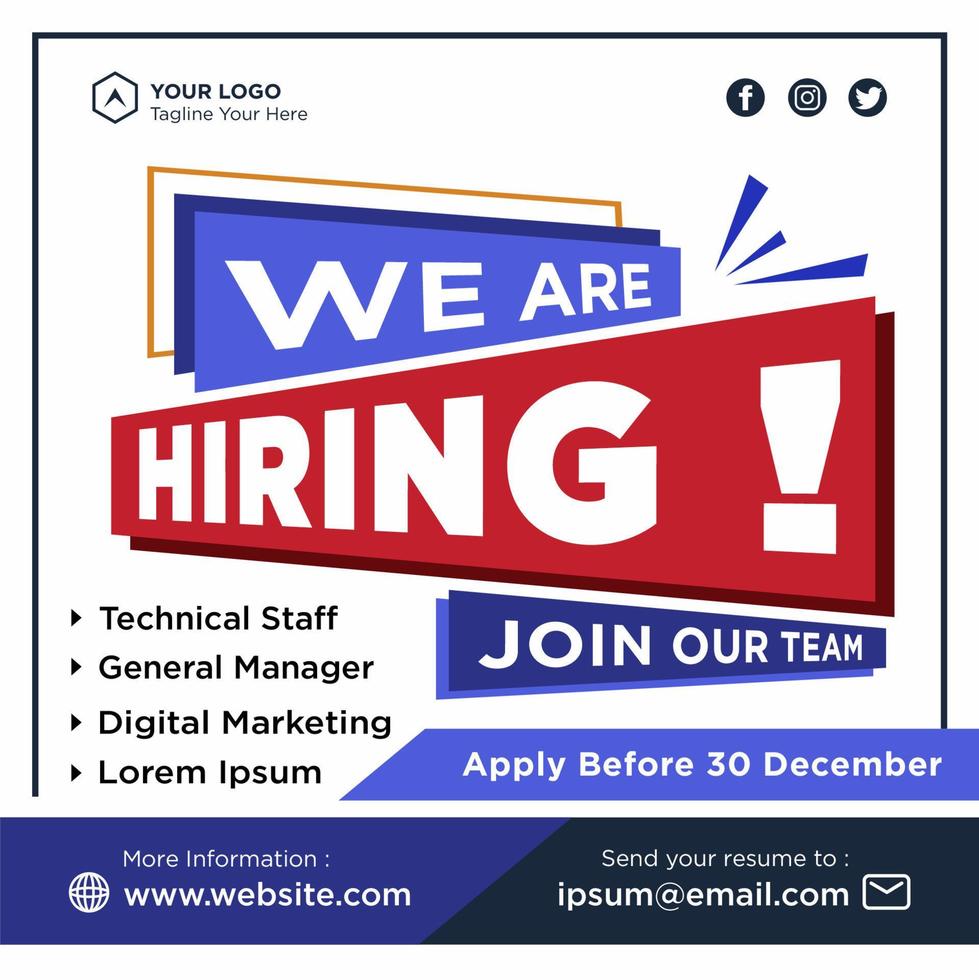 We are hiring social media post promotion vector