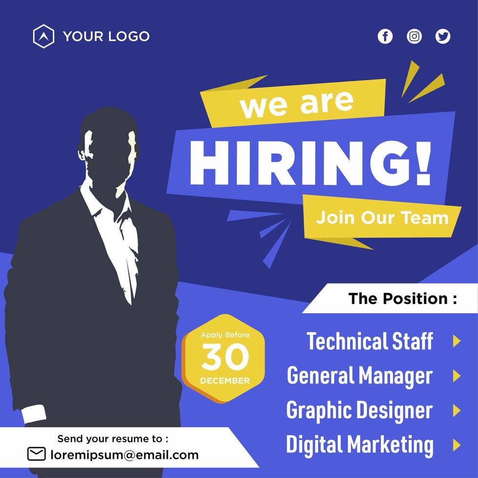We are hiring social media post promotion vector