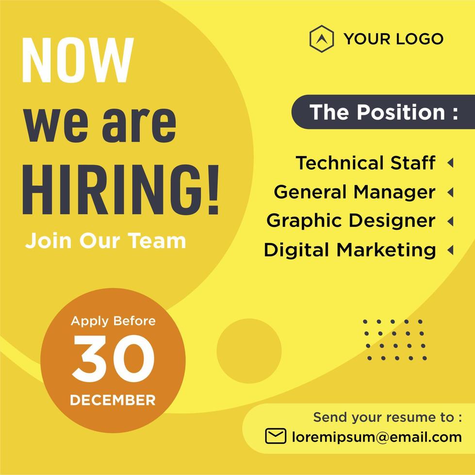 We are hiring social media post promotion vector