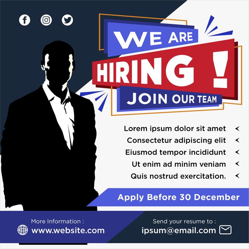 We are hiring social media post promotion vector