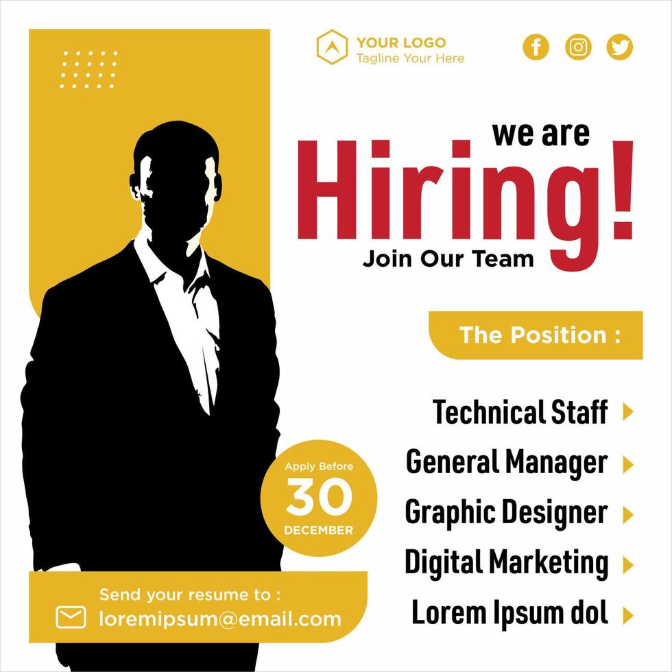 We are hiring social media post promotion vector