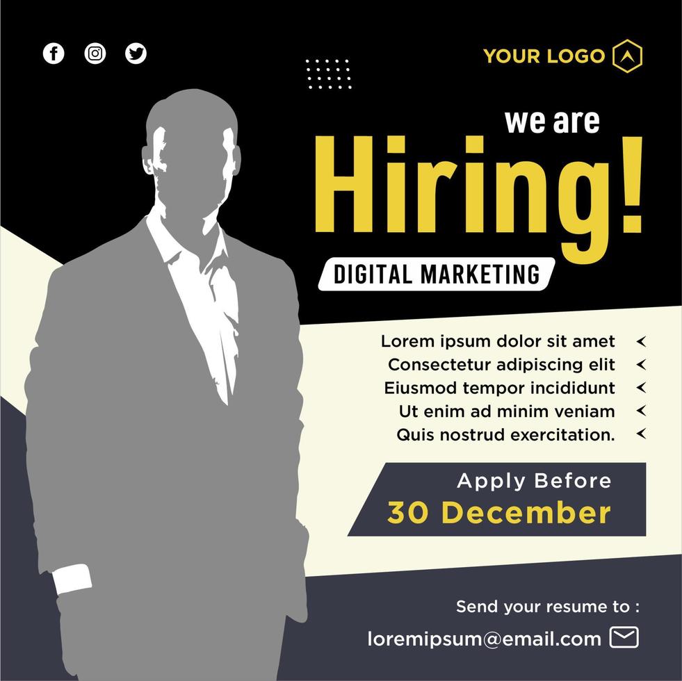 We are hiring social media post promotion vector