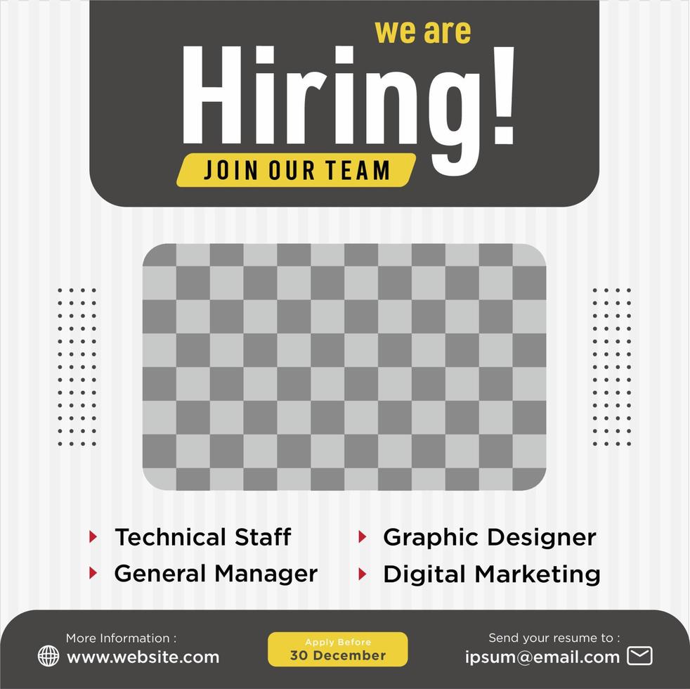 We are hiring social media post promotion vector