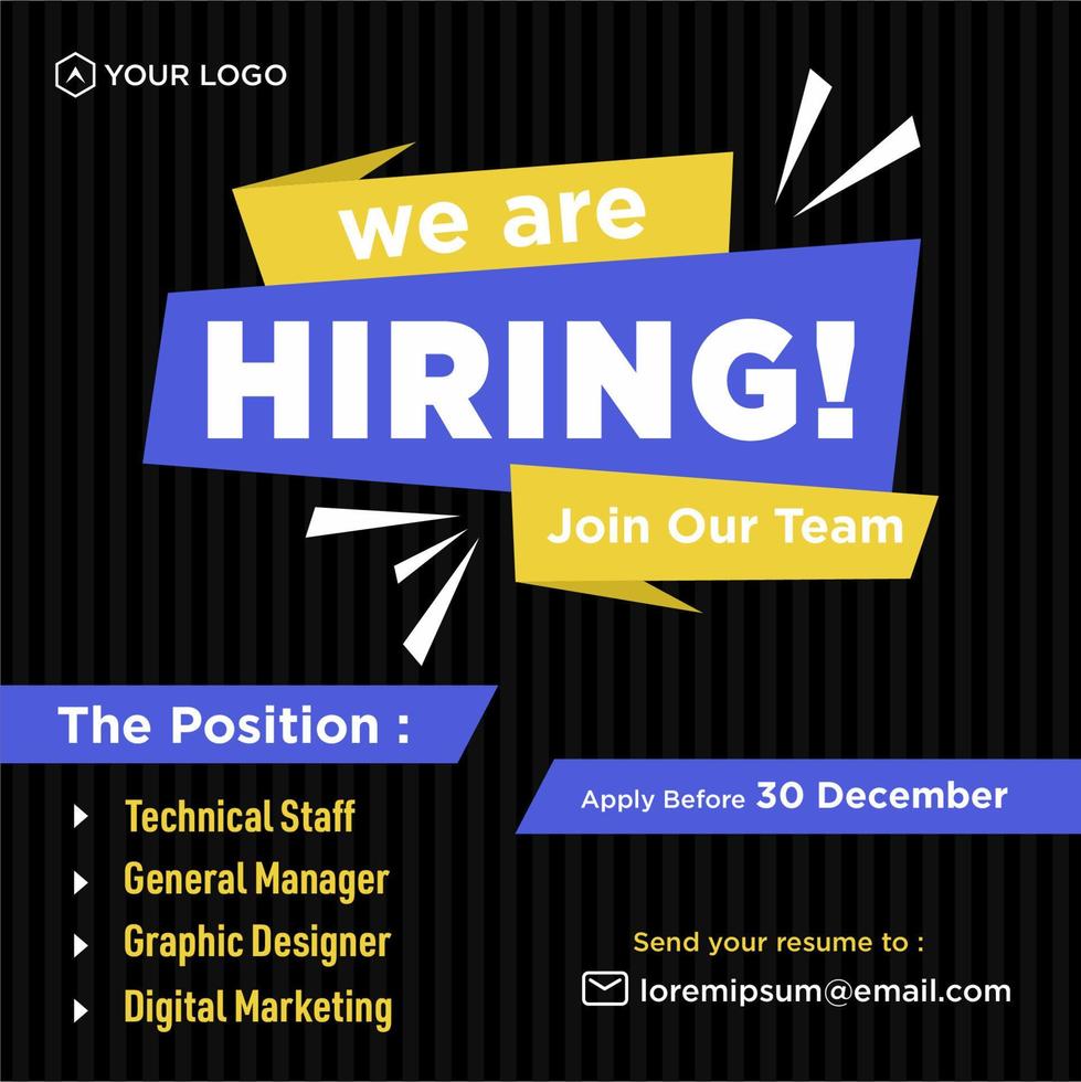 We are hiring social media post promotion vector