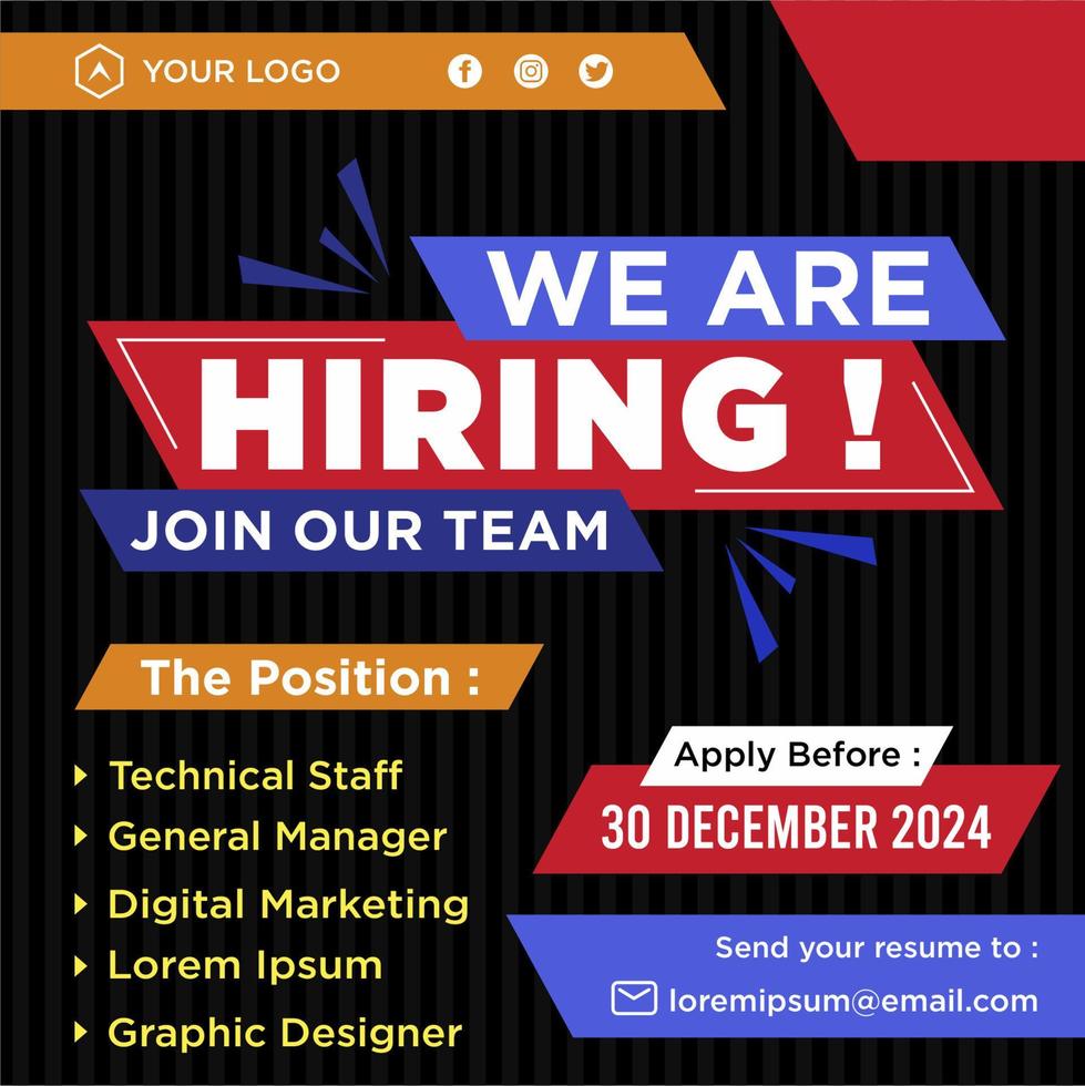 We are hiring social media post promotion vector