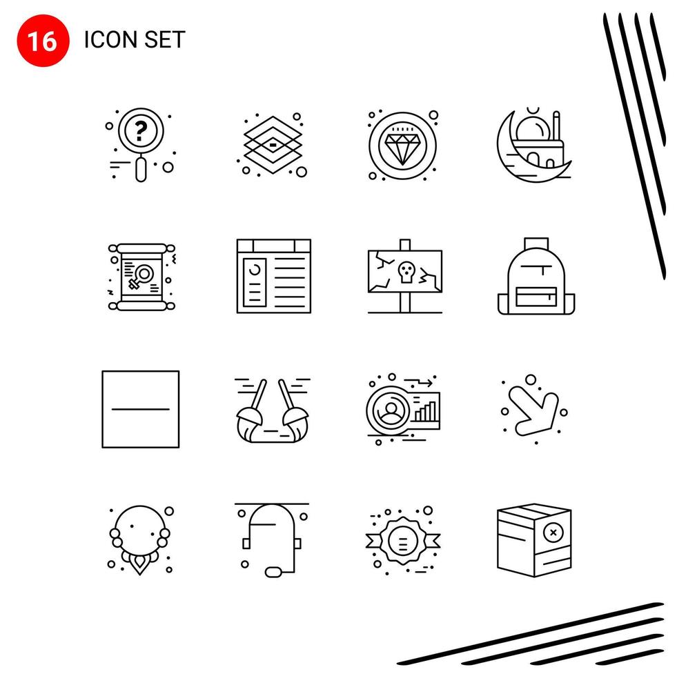 colección de 16 iconos vectoriales en estilo de línea símbolos de contorno perfecto de píxel para signos de icono de línea web y móvil sobre fondo blanco 16 iconos vector
