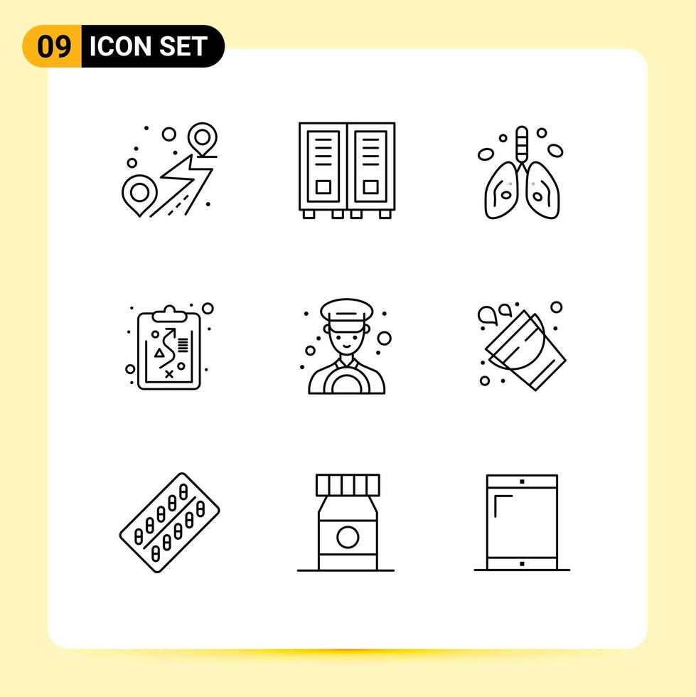 9 Thematic Vector Outlines and Editable Symbols of driver strategy pollution management organ Editable Vector Design Elements