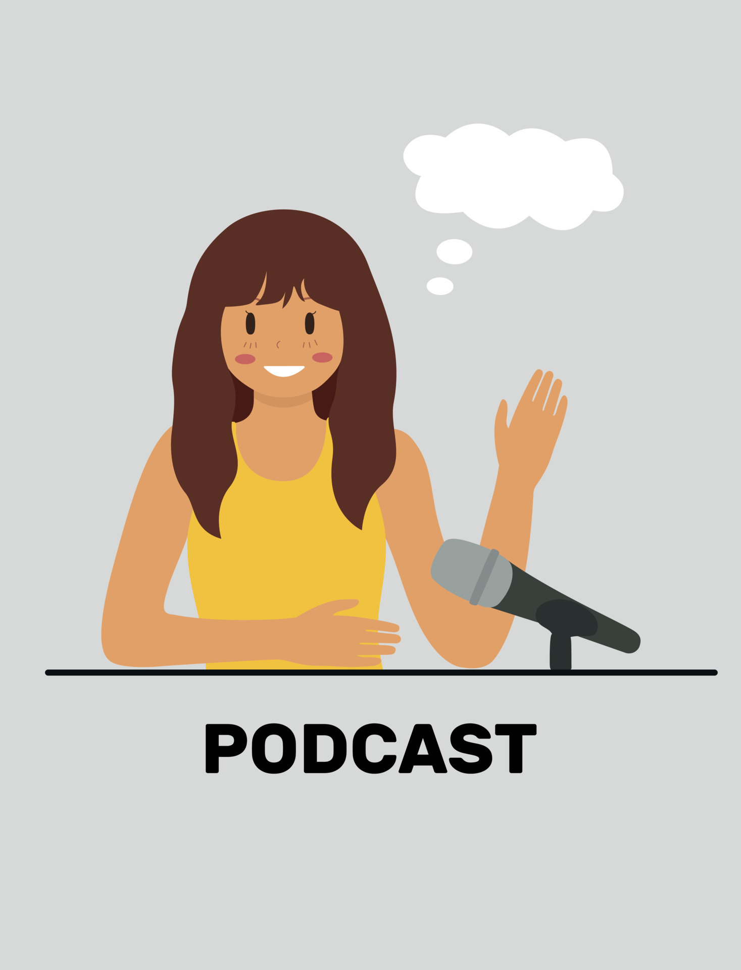 podcast app on smartphone, podcaster speaks into microphone or audiobook.  Radio Dj, blogging. A girl reads the news, speaks into a microphone an  online show 14856571 Vector Art at Vecteezy