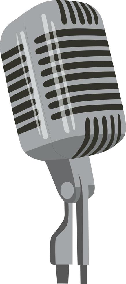 Microphone retro vocal radio equipment vector. Audio microphone for the online studio of the presenter or karaoke bar. Chrome silver color concept template vector