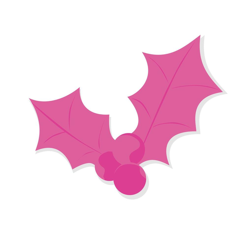 Vector christmas leaf, pink color