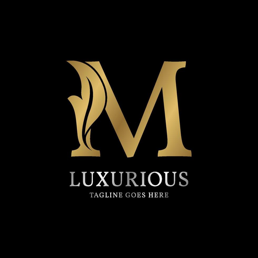 letter M luxurious leaf initial vector logo design element