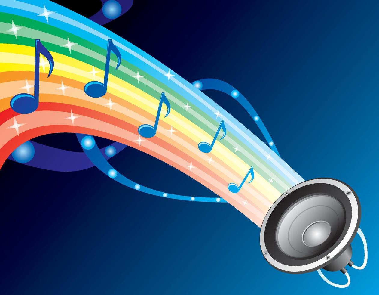 composición colorida con notas musicales en el arco iris vector