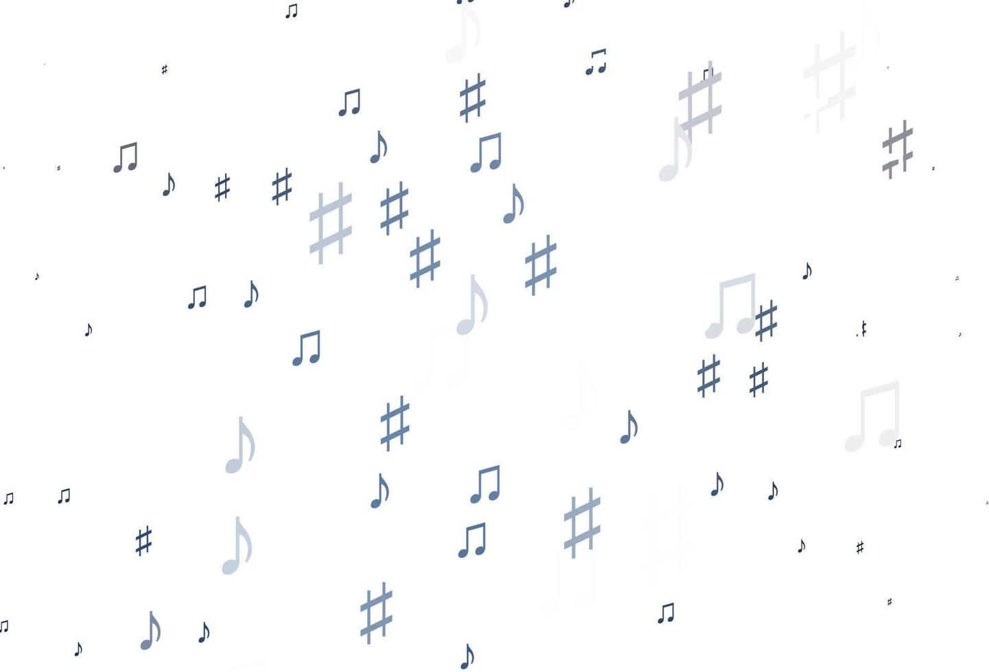 Light BLUE vector template with musical symbols.