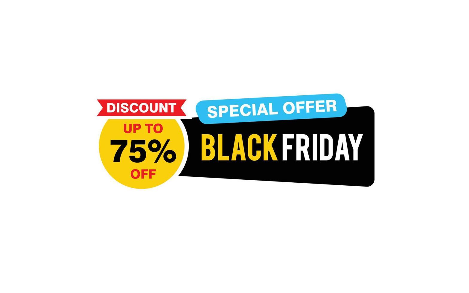 75 Percent discount black friday offer, clearance, promotion banner layout with sticker style. vector