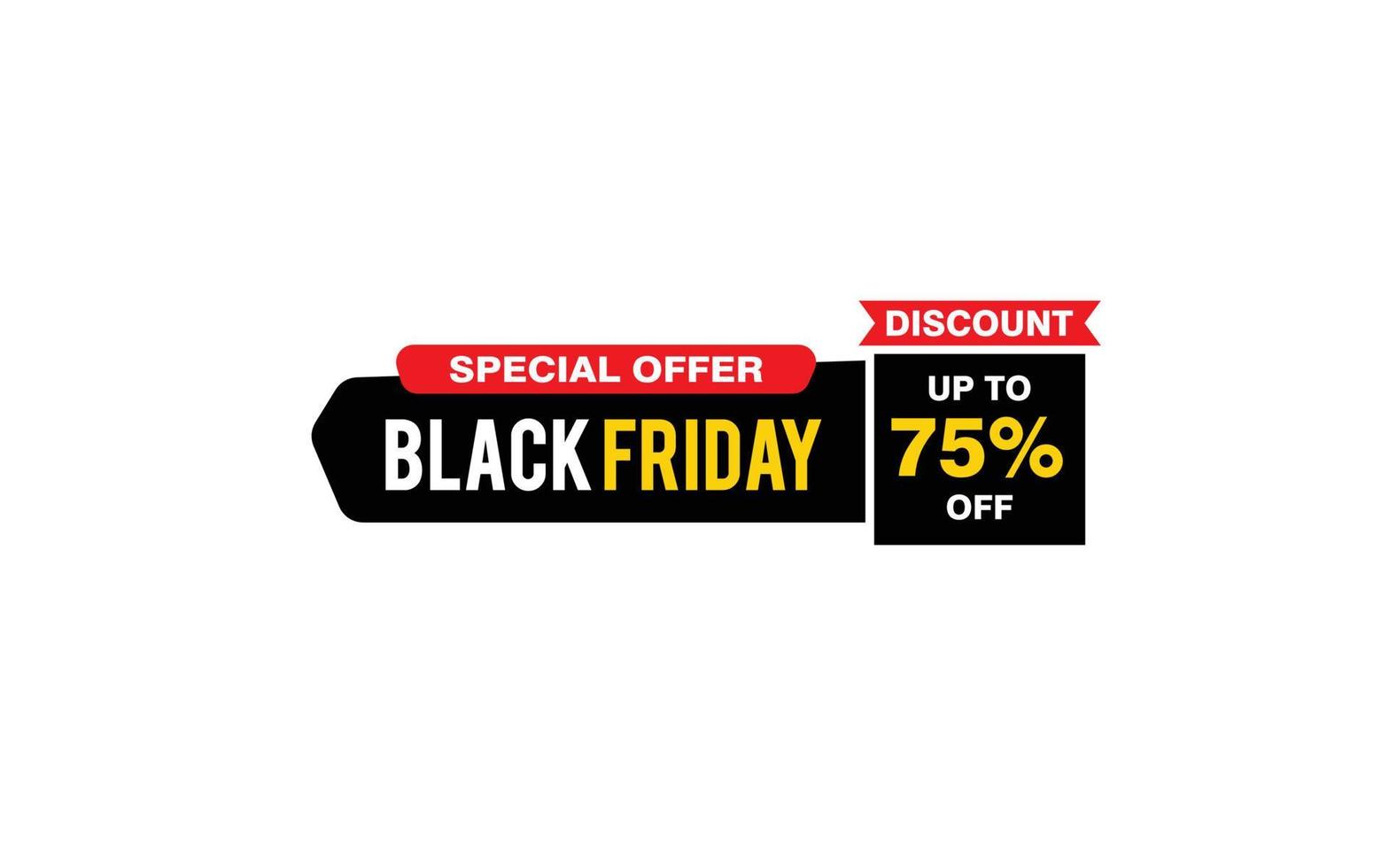 75 Percent discount black friday offer, clearance, promotion banner layout with sticker style. vector