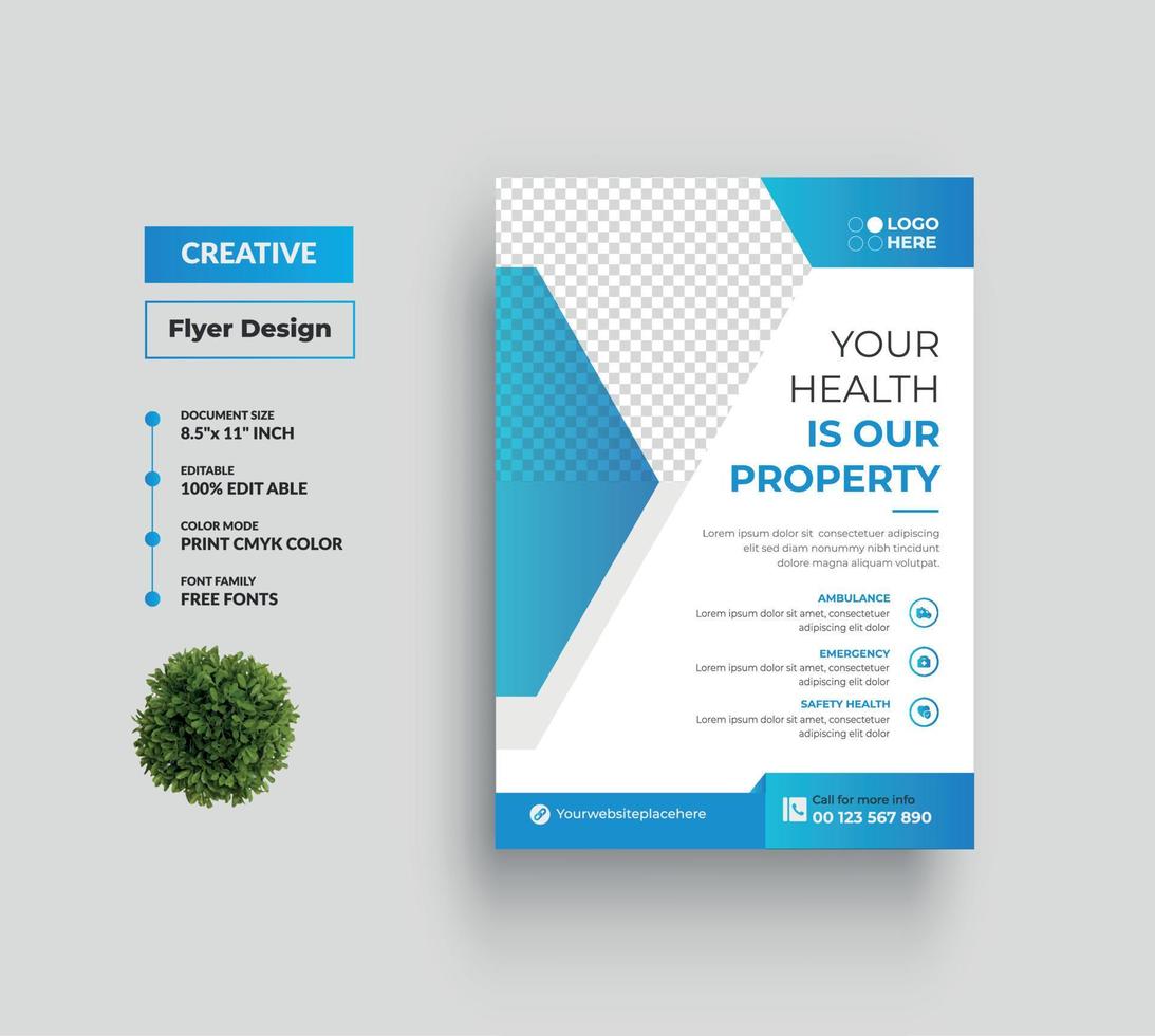 Medical health care and clinic Flyer Design And Square web banner template vector