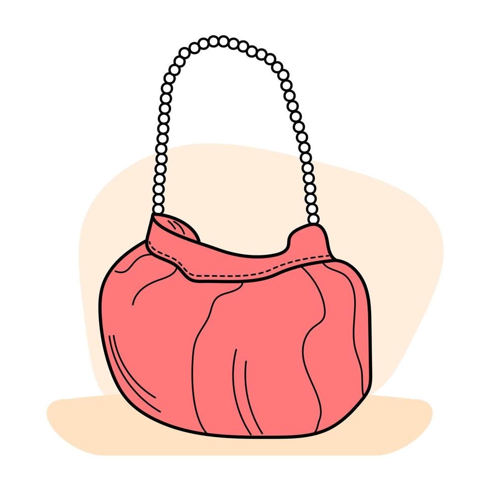 arte de línea a mano alzada de la silueta del bolso de mujer. prenda de ropa. accesorio vector