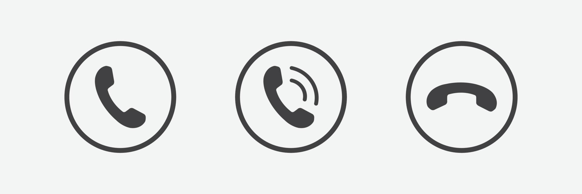 Set of phone receiver rounded icon. Phone icon flat style isolated on grey background. Telephone symbol. vector