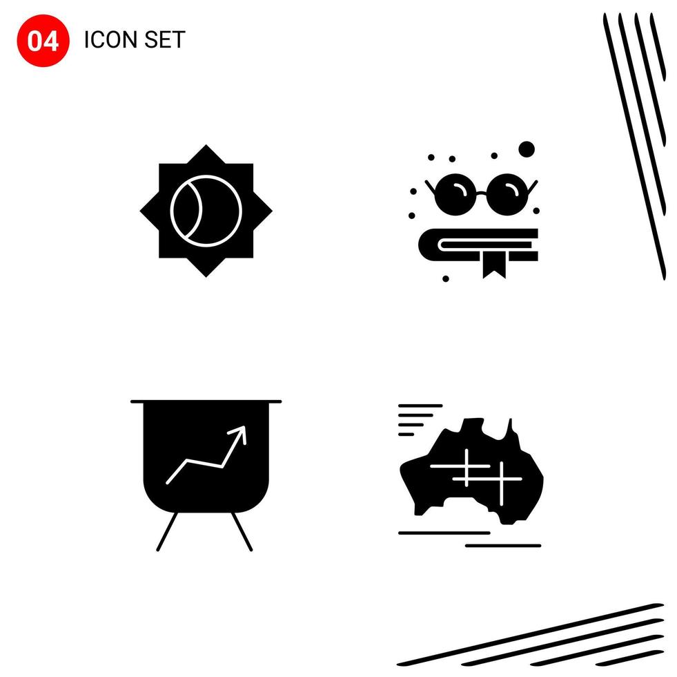 Collection of 4 Vector Icons in solid style. Pixle Perfect Glyph Symbols for Web and Mobile. Solid Icon Signs on White Background. 4 Icons.