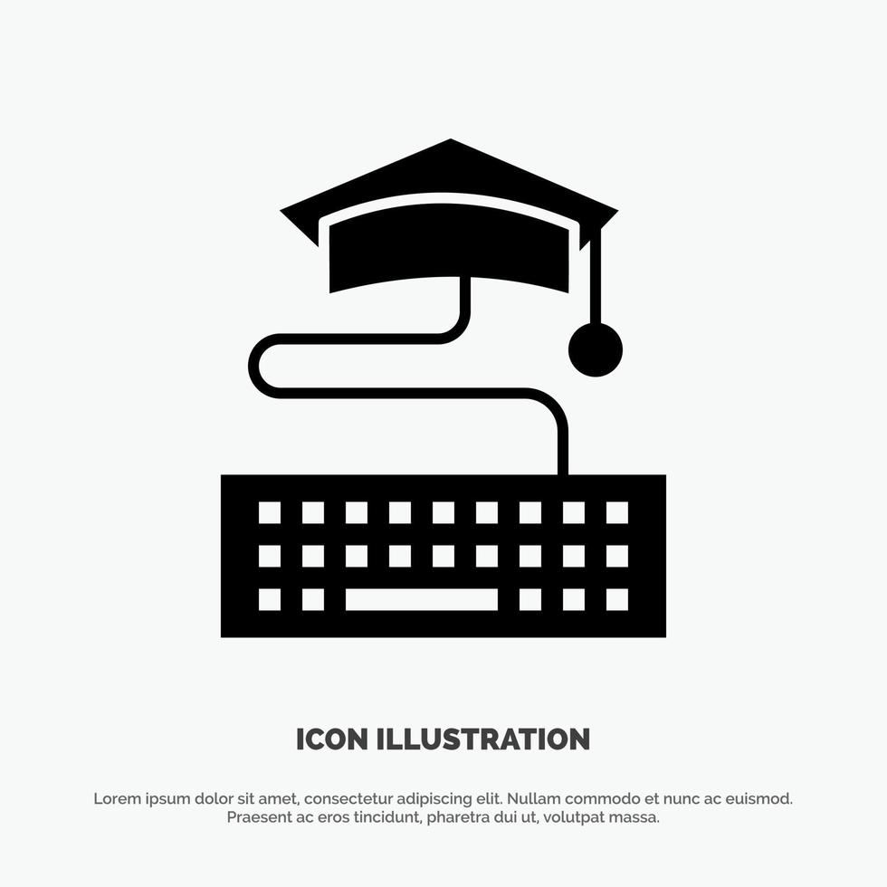 tecla teclado educación graduación sólido negro glifo icono vector