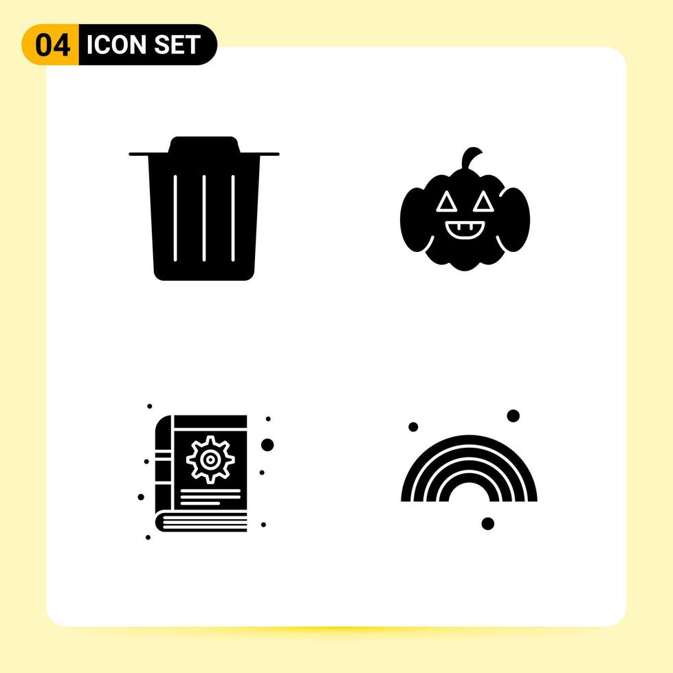 4 Creative Icons for Modern website design and responsive mobile apps. 4 Glyph Symbols Signs on White Background. 4 Icon Pack. vector