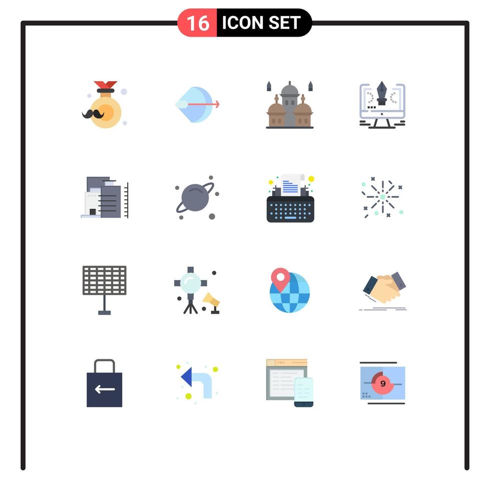 Stock Vector Icon Pack of 16 Line Signs and Symbols for comuter pen bow pray islam Editable Pack of Creative Vector Design Elements