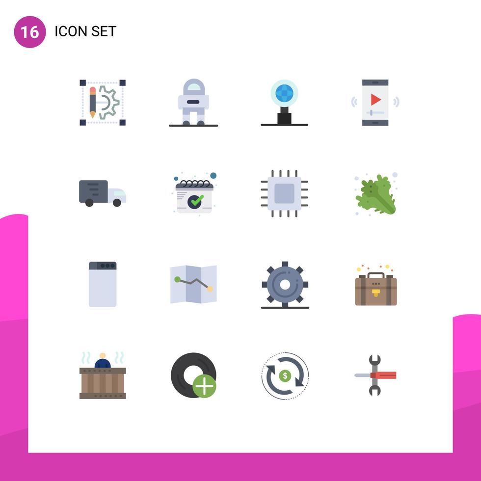 paquete de iconos de vectores de stock de 16 signos y símbolos de línea para la entrega reproductor de video juego paquete editable de películas multimedia de elementos creativos de diseño de vectores