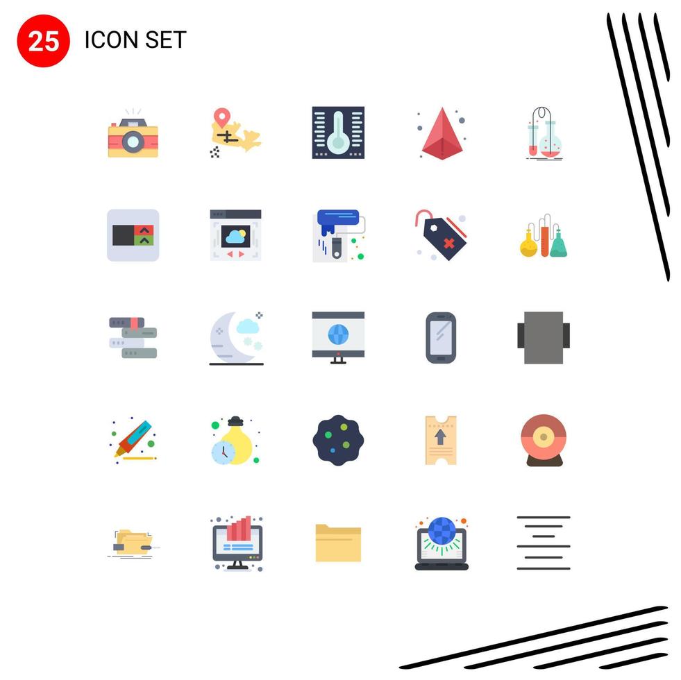 25 Thematic Vector Flat Colors and Editable Symbols of lab chemistry temperature testing triangle Editable Vector Design Elements