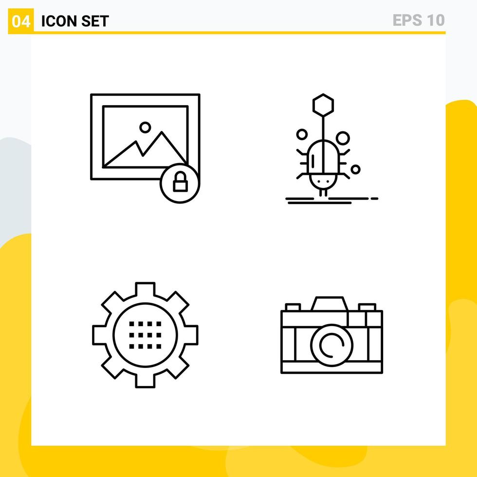 colección de 4 iconos de línea universal. conjunto de iconos para web y móvil. vector