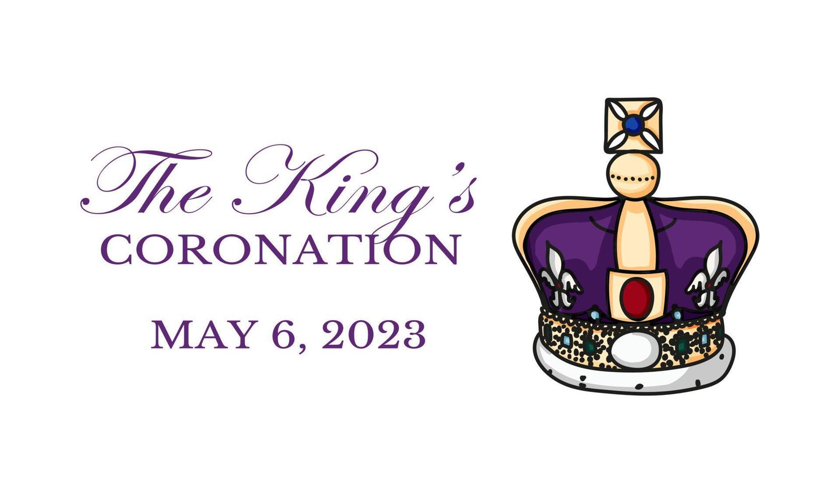 Poster for King Charles III Coronation with British flag vector illustration.