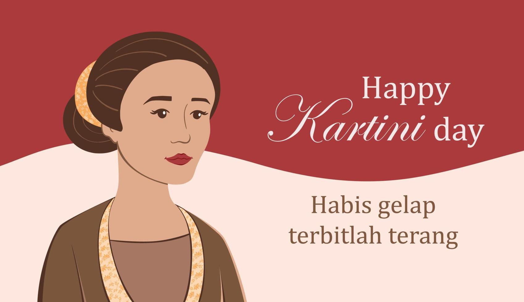 selamat hari kartini. traducción feliz día de kartini. vector