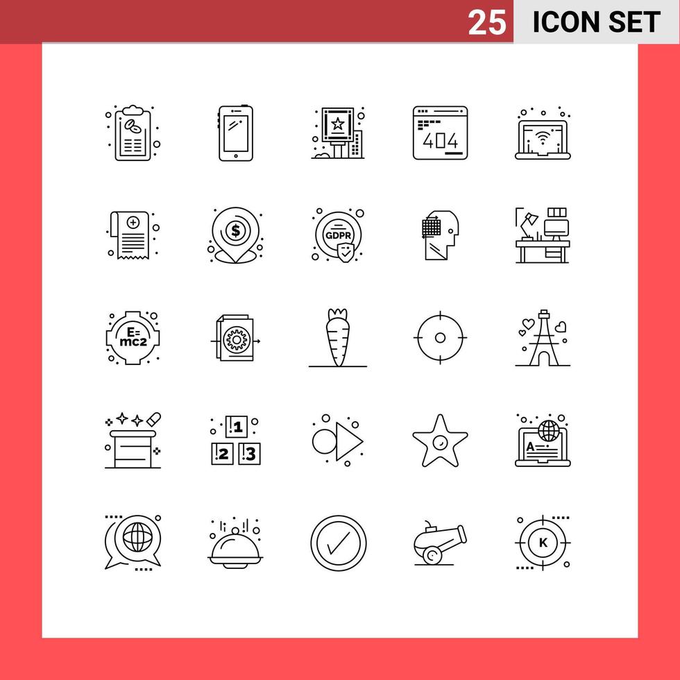 Line Pack of 25 Universal Symbols of web development huawei develop billboard Editable Vector Design Elements