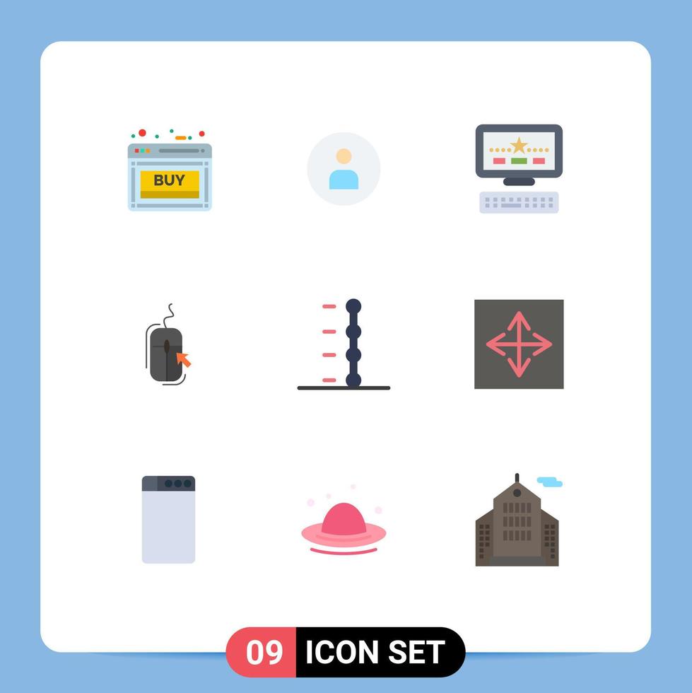 9 Universal Flat Color Signs Symbols of auto online ui internet mouse Editable Vector Design Elements