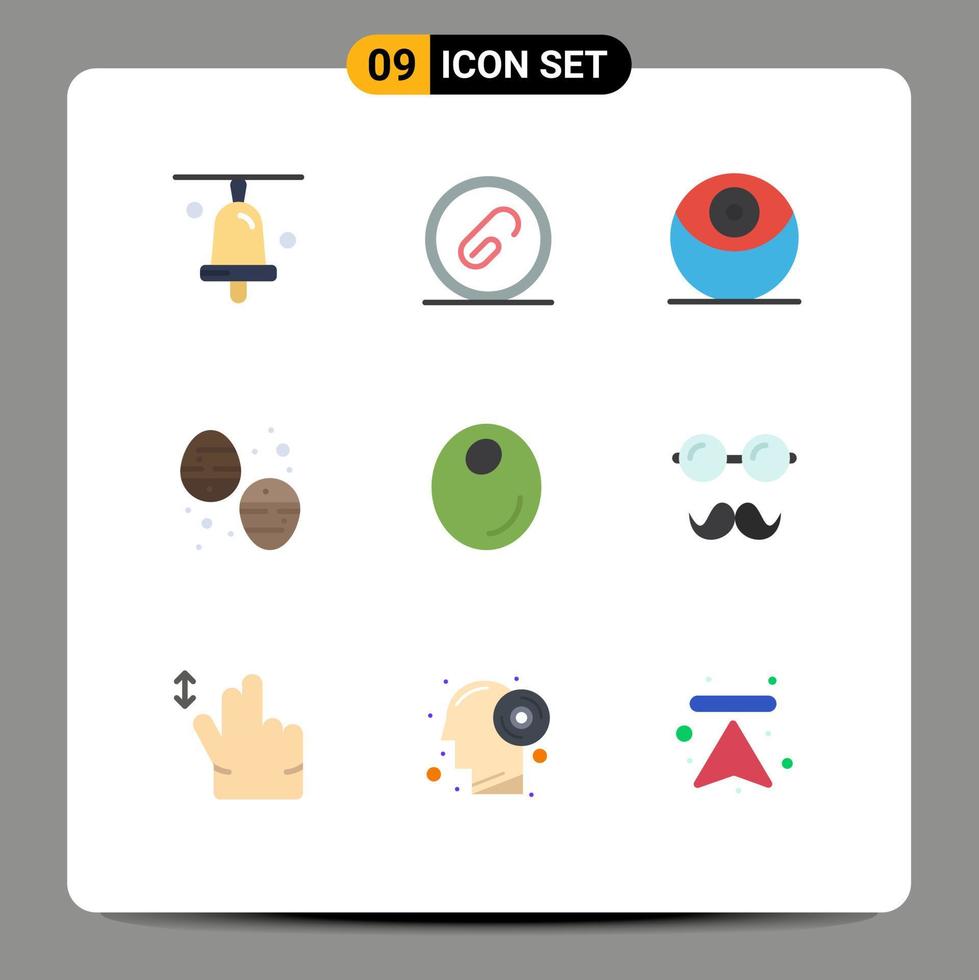 9 Thematic Vector Flat Colors and Editable Symbols of oil olive death sweets dessert Editable Vector Design Elements